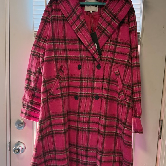 Pink and Black Plaid Trench Coat-Fashion Nova - Picture 4 of 9